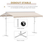 Store double pente manuel rétractable inclinaison réglable métal époxy blanc polyester imperméabilisé anti-UV beige dim. 3 95L x 2 98l x 2 55H m