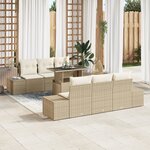 vidaXL Ensemble de Canapé de Jardin de 7 Pièces avec Coussins Beige poly rotin