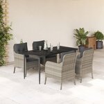 vidaXL Ensemble à manger de jardin et coussins 5 Pièces gris clair rotin
