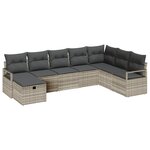 Ensemble de Canapés de Jardin 8 Pièces avec Coussins Gris Clair en Poly Rattan