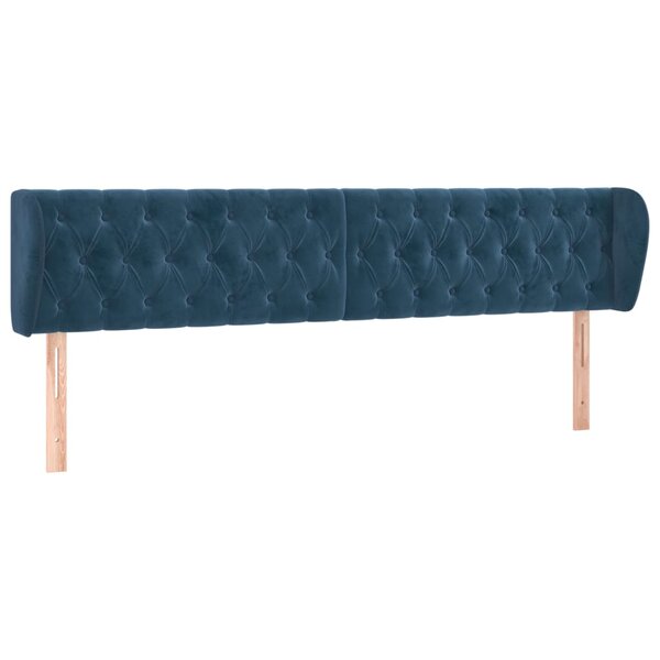 vidaXL Tête de lit avec oreilles Bleu foncé 183x23x78/88 cm Velours