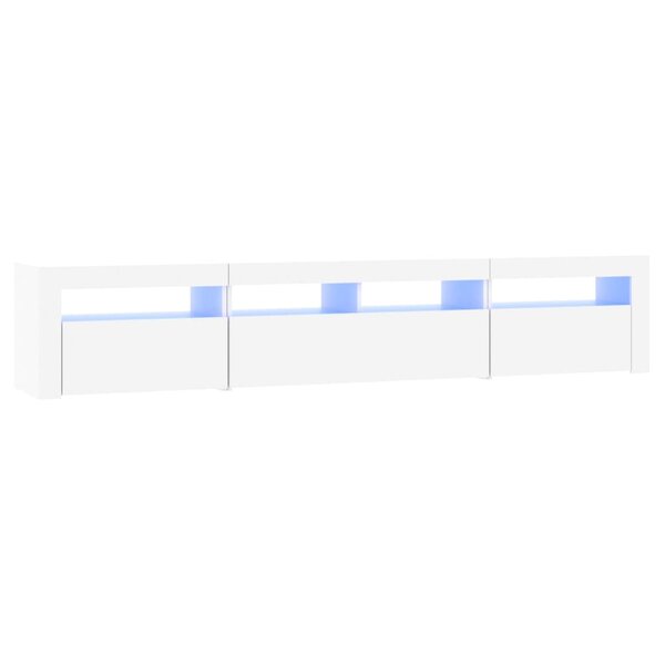 vidaXL Meuble TV avec lumières LED Blanc 210x35x40 cm