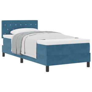 Lit avec Matelas Box Spring vidaXL Bleu Foncé 90x200 cm Velours