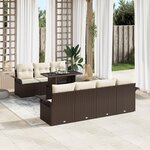 Ensemble de canapé de jardin 8 pièces avec coussins Marron Poly Rotin