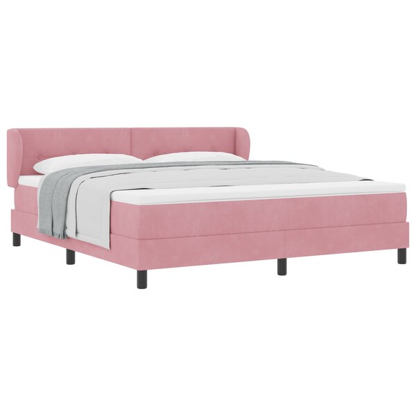 Lit à ressort vidaXL avec matelas rose 180x200 cm en velours