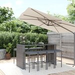 vidaXL Ensemble de bar de jardin 9 Pièces avec coussins gris poly rotin
