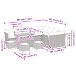 Ensemble de Canapé de Jardin 13 Pièces avec Coussins Noir Poly Rattan Acacia
