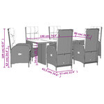 vidaXL Ensemble à manger de jardin et coussins 7 Pièces gris rotin