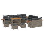 Ensemble canapé jardin 14 pièces avec coussins polyacacia gris