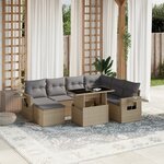 vidaXL Salon de jardin avec coussins 8 Pièces beige résine tressée