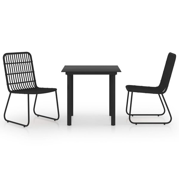 vidaXL Ensemble à manger d'extérieur 3 Pièces résine tressée et verre