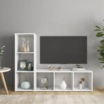 vidaXL Meubles TV 2 Pièces Blanc 107x35x37 cm Aggloméré
