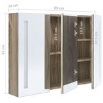 vidaXL Armoire de salle de bain à miroir LED 89x14x62 cm chêne