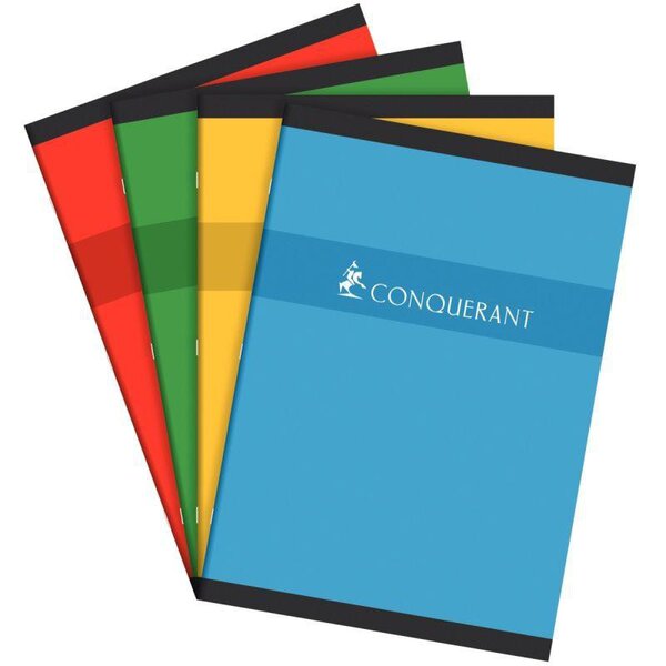 Cahier piqûre 192 pages 5x5 70 g  couverture carte recyclée  format 21 x 29 7 cm CONQUERANT