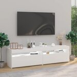 vidaXL Meubles TV 2 Pièces avec lumières LED Blanc brillant 75x35x40 cm