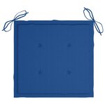 vidaXL Chaise à bascule avec coussin bleu royal Bois de teck solide