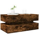 vidaXL Table basse avec lumières LED chêne fumé 90x50x40 cm