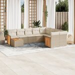 vidaXL Salon de jardin avec coussins 10 Pièces beige résine tressée