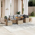 vidaXL Salon de jardin avec coussins 7 Pièces beige résine tressée