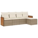 vidaXL Salon de jardin avec coussins 5 Pièces beige résine tressée