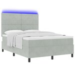 vidaXL Lit Sommier avec Matelas & Lumière LED Gris clair 140x200 cm Velours