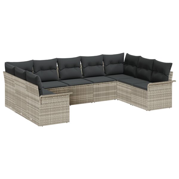 Ensemble de Canapé de Jardin vidaXL 9 Pièces avec Coussins Gris Clair