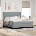 vidaXL Lit à sommier à ressorts avec matelas et LED gris clair 180x200 cm tissu
