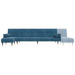 vidaXL Canapé-lit en forme de L bleu 271x140x70 cm velours
