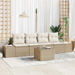 vidaXL Ensemble de canapé de jardin 5 pièces avec coussins Beige Poly Rattan