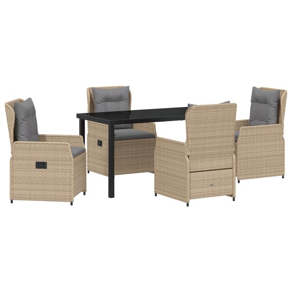 vidaXL Ensemble de salle à manger de jardin 5 pièces en rotin beige