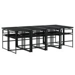 vidaXL Ensemble à manger de jardin avec coussins 9 Pièces noir textilène