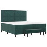 vidaXL Lit avec Sommier  Matelas & Banc Vert Foncé 180x200 cm en Velours