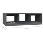 vidaXL Table basse gris 110x50x34 cm bois de pin massif