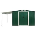 Vidaxl abri de jardin à portes coulissantes vert 386x259x178 cm acier