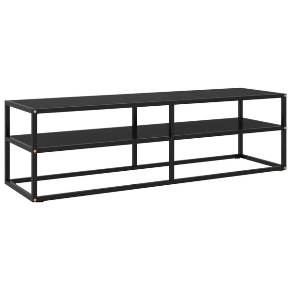 vidaXL Meuble TV noir avec verre noir 140x40x40 cm