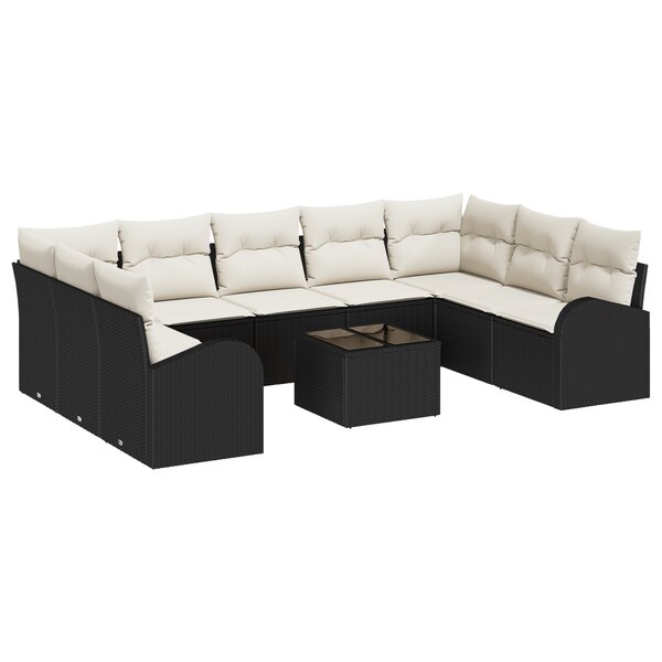Ensemble de Canapés de Jardin de 9 Pièces avec Coussins Brown Poly Rattan