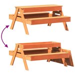vidaXL Table de pique-nique avec bac à sable pour enfants marron cire