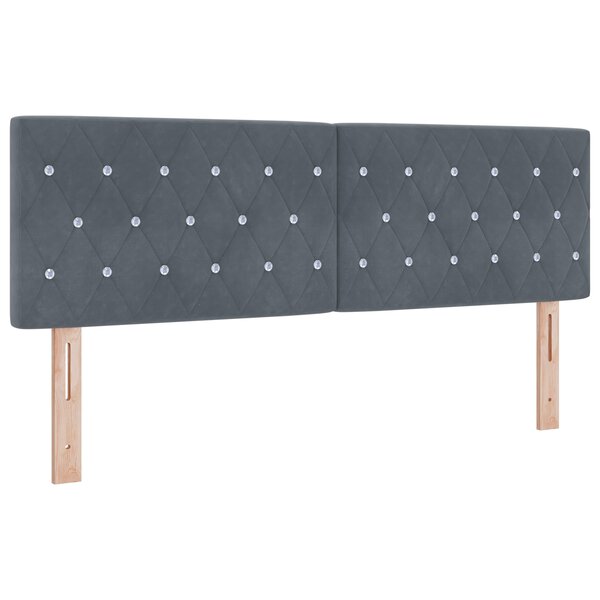 Tête de lit vidaXL Boutons en cristal capitonnés Gris foncé 160 cm Velours