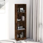 vidaXL Bibliothèque 4 niveaux Chêne fumé 40x24x143cm Bois d'ingénierie