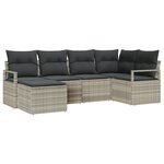 Ensemble de canapé de jardin 6 pièces avec coussins gris clair en poly rotin