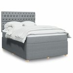 vidaXL Sommier à lattes de lit avec matelas Gris clair 140x190cm Tissu
