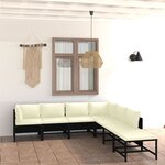 vidaXL Salon de jardin 7 Pièces avec coussins Résine tressée Noir
