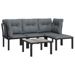 Salon de jardin meuble d'extérieur ensemble de mobilier 5 pièces noir et gris résine tressée 02_0016613
