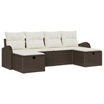Canapé de jardin 6 pièces avec coussins marron Poly Rattan