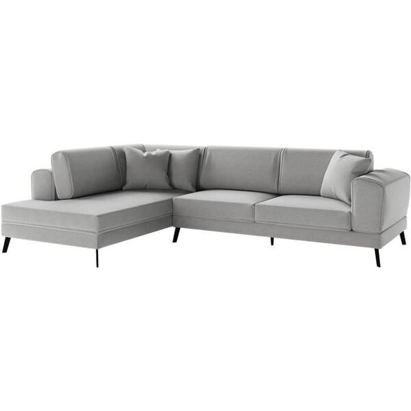 Canapé d'angle gauche convertible IMPERIA 5 places - gris clair - 2 coffres de rangement - 304 x 212 x 86 cm
