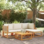 vidaXL Salon de jardin avec coussins 5 Pièces Bois d'acacia solide