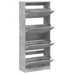 vidaXL Armoire à chaussures 4 tiroirs rabattables gris béton