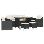 vidaXL Salon de jardin 6 Pièces avec coussins noir résine tressée