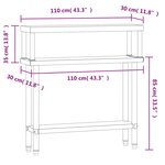 vidaXL Table de travail de cuisine avec étagère 110x30x120 cm inox