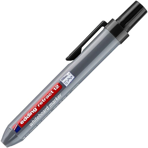 Marqueur pour tableau blanc Retract 12 à pointe ogive moyenne rétractable 1,5 - 3 mm noir